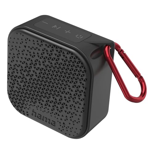Hama Bluetooth-Lautsprecher Pocket 3.0 Box für Handy (kompakter Mini-Lautsprecher mit Bluetooth, AUX u. praktischem Karabiner klein, mobile Musikbox Bluetooth wasserdicht IP67, 14h Akku, 3,5W) schwarz von Hama