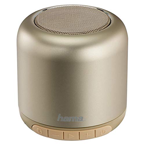 Hama Bluetooth Lautsprecher mit Akku (3W Musikbox, 8h Spielzeit, schnelles Aufladen in 2h, Mini Bluetooth Box mit 10m Reichweite, tragbar, kabellos, AUX, Mikrofon, Freisprechfunktion) gold,goldfarben von Hama