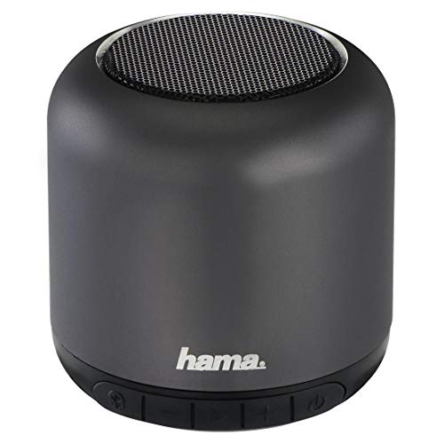 Hama Bluetooth Lautsprecher mit Akku (3W Musikbox, 8h Spielzeit, schnelles Aufladen in 2h, Mini Bluetooth Box mit 10m Reichweite, tragbar, kabellos, AUX, Mikrofon, Freisprechfunktion) grau,anthrazit von Hama
