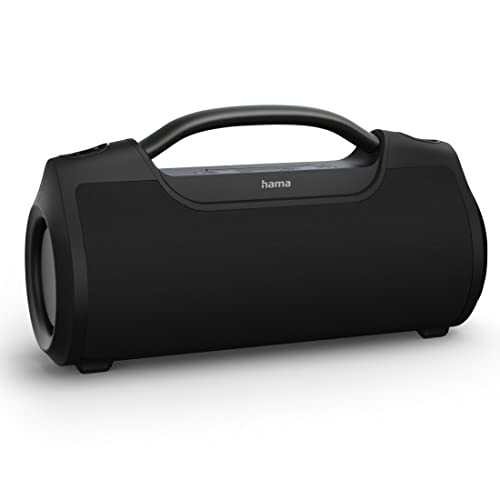 Hama Bluetooth Musikbox SoundBarrel (Bluetooth Lautsprecher wasserdicht nach IPX6, tragbare Musikbox 60 W, 12h Akku, Power Pack) schwarz von Hama