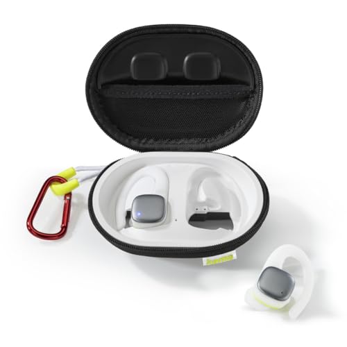 Hama Bluetooth Sportkopfhörer (In Ear Sportkopfhörer mit Ohrbügel, Kopfhörer kabellos mit 35 h Akku, TWS Kopfhörer mit Wasserschutz IPX5, schweißfest, Tastensteuerung) Weiß/Gelb von Hama