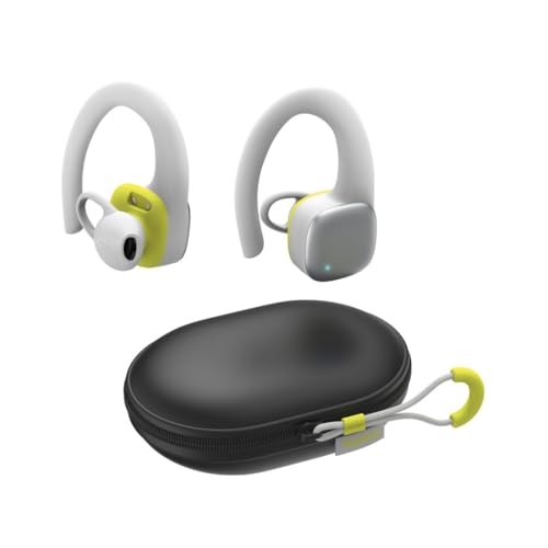 Hama Bluetooth Sportkopfhörer (In Ear Sportkopfhörer mit Ohrbügel, Kopfhörer kabellos mit 35 h Akku, TWS Kopfhörer mit Wasserschutz IPX5, schweißfest, Tastensteuerung) Weiß/Gelb von Hama