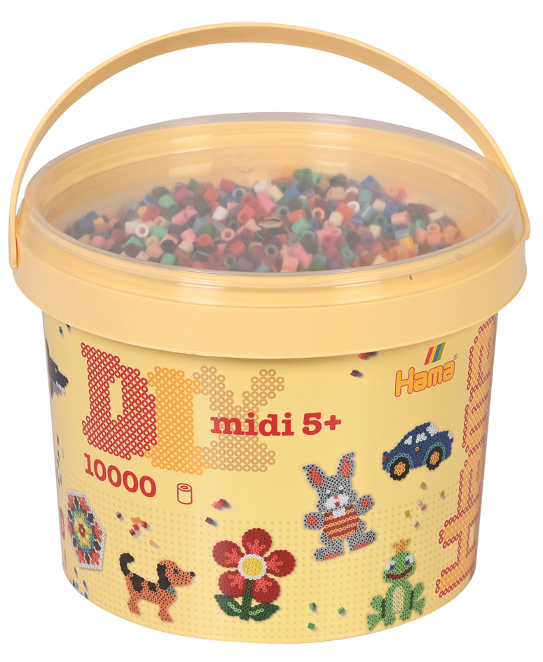 Hama Bügelperlen midi , Volltonmix, , im Eimer, 10.000 Stück von hama bügelperlen
