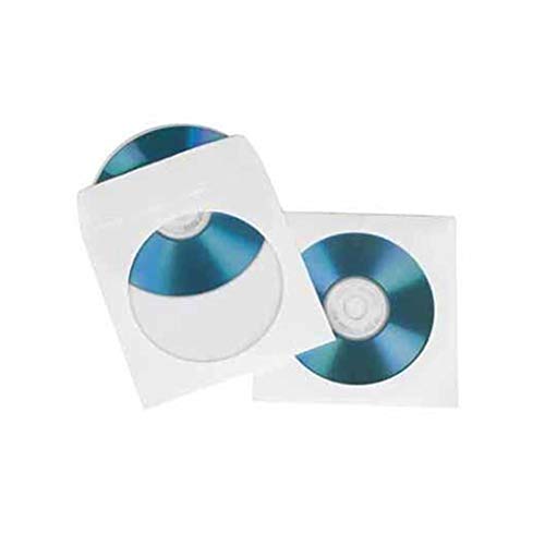 Hama CD-/DVD-/Blu-ray Papierhüllen, 100er-Pack (mit transparentem Sichtfenster, verschließbar) Weiß von Hama