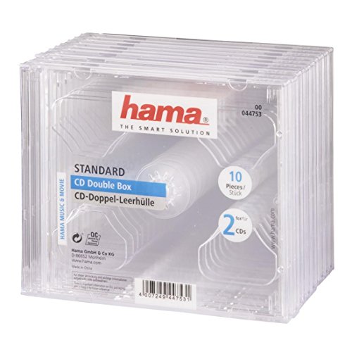 Hama CD-Doppel-Leerhülle Standard, 10er-Pack, transparent von Hama