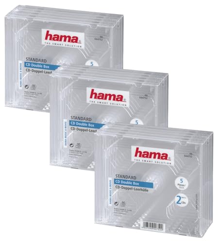 Hama CD-Doppel-Leerhülle Standard, 5er-Pack, transparent (Packung mit 3) von Hama