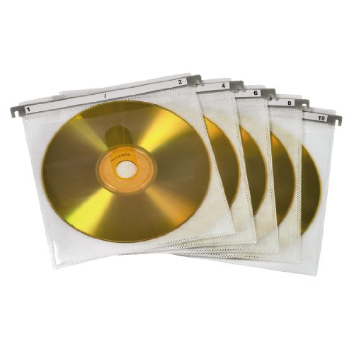 Hama CD Doppel-Schutzhüllen (für 100 CDs/DVDs/Blu-rays, zur Befestigung in Hängeregistern) 50er-Pack, weiß von Hama