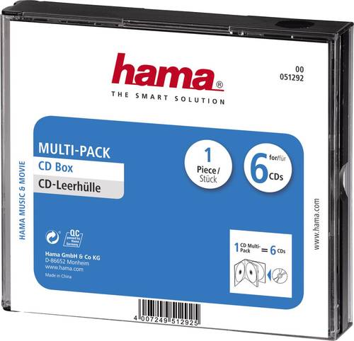 Hama CD Hülle 00051292 6 CDs/DVDs/Blu-rays Schwarz Polystyrol 1St. von Hama