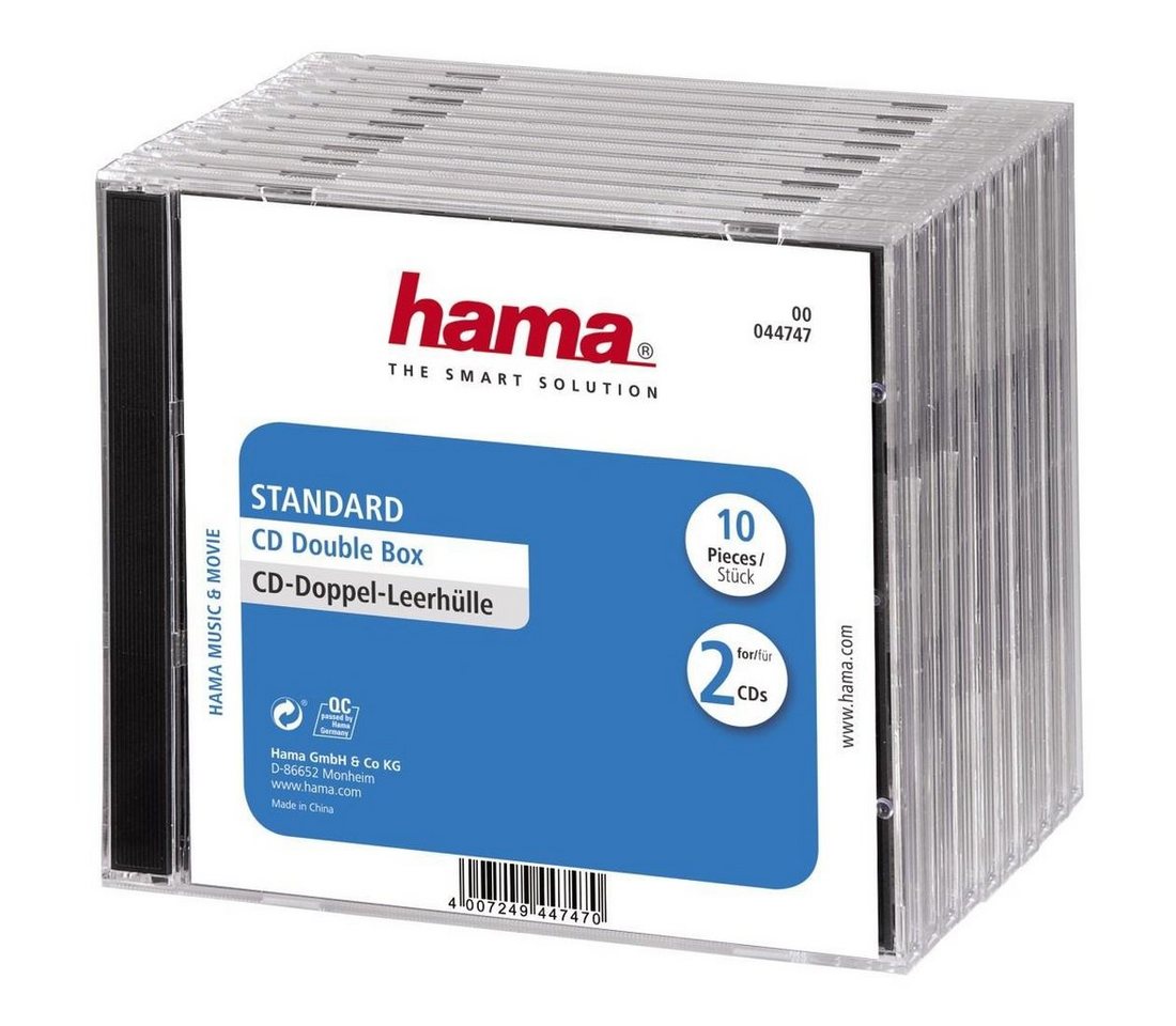 Hama CD-Hülle CD Doppel Leerhülle, 10er Pack, Transparent, Schwarz, Schutzhülle von Hama