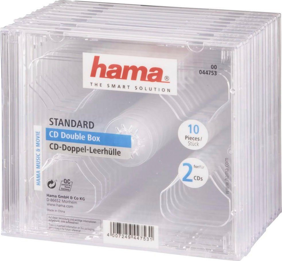 Hama CD-Hülle CD Doppel Leerhülle Standard, 10er-Pack, Transparent Schutzhülle Cover von Hama