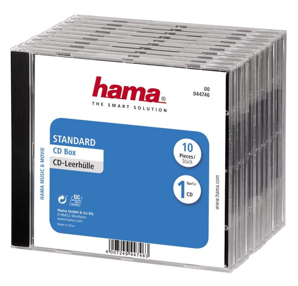 Hama CD-Hülle CD-Leerhülle Standard, 10er-Pack, Transparent/Schwarz (00044746) von Hama