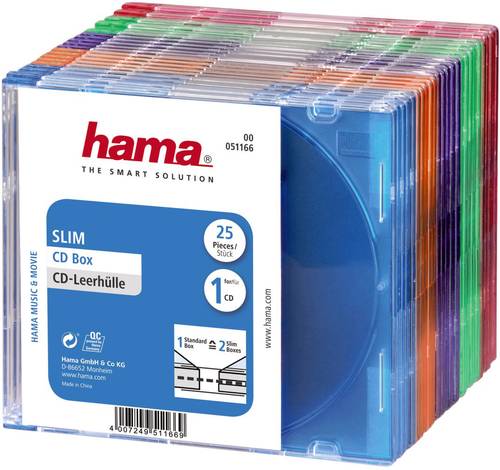 Hama CD Hülle Slim 00051166 1 CD/DVD/Blu-Ray Transparent-Blau, Transparent-Orange, Transparent-Viol von Hama
