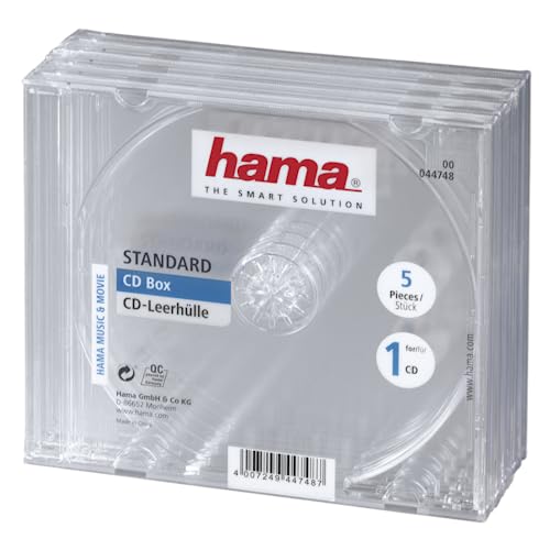 Hama CD-Leerhülle (5er-Pack, Standard) CD-Schutzhülle transparent von Hama