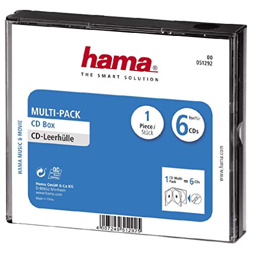 Hama CD-Leerhülle (für 6 CDs/DVDs/Blu-rays, Multipack, 6in1, CD-Schutzhülle) schwarz, 00051292 von Hama