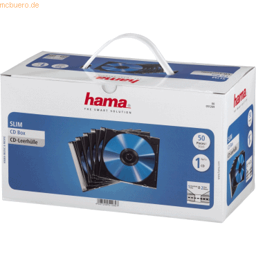 Hama CD-Leerhülle Slim transparent/schwarz VE=50 Stück von Hama