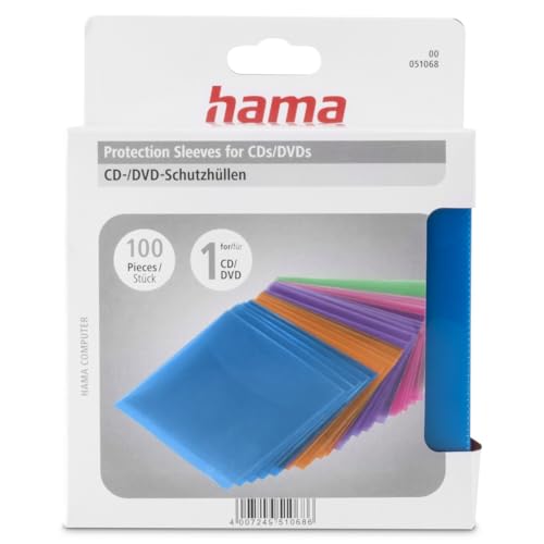 Hama CD-Leerhüllen (100 Stück, auch für DVD und Blu-ray geeignet) CD-Schutzhüllen farbig von Hama