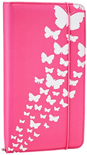 Hama CD Tasche Up to Fashion (für 48 Discs, CD/DVD/Blu-ray/Hörbücher, Mappe zur Aufbewahrung, platzsparend für Auto und Zuhause, Mit Schmetterlingsmotiv) Pink von Hama