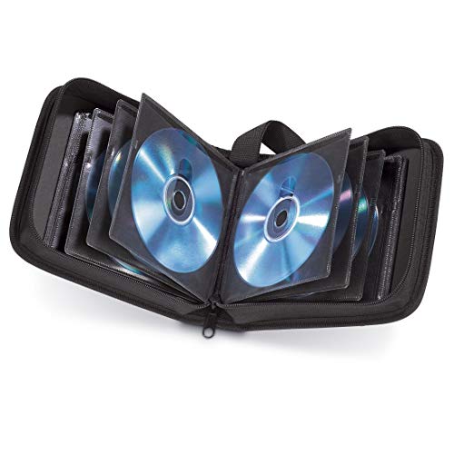 Hama CD Tasche für 32 Discs/CD/DVD/Blu-ray (Mappe zur Aufbewahrung, platzsparend für Auto und Zuhause, Transport-Hüllen) Schwarz von Hama