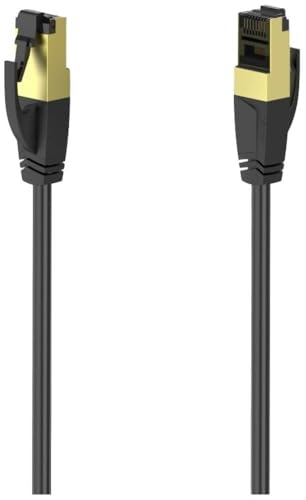 Hama Cat 8 Netzwerkkabel 3m, Gigabit Ethernet bis zu 40 Gbps (RJ45 Lankabel, S/FTP doppelt geschirmt, verdrillt, halogenfrei, vergoldete Stecker, Knickschutz, Ethernetkabel mit robustem Kabelmantel) von Hama