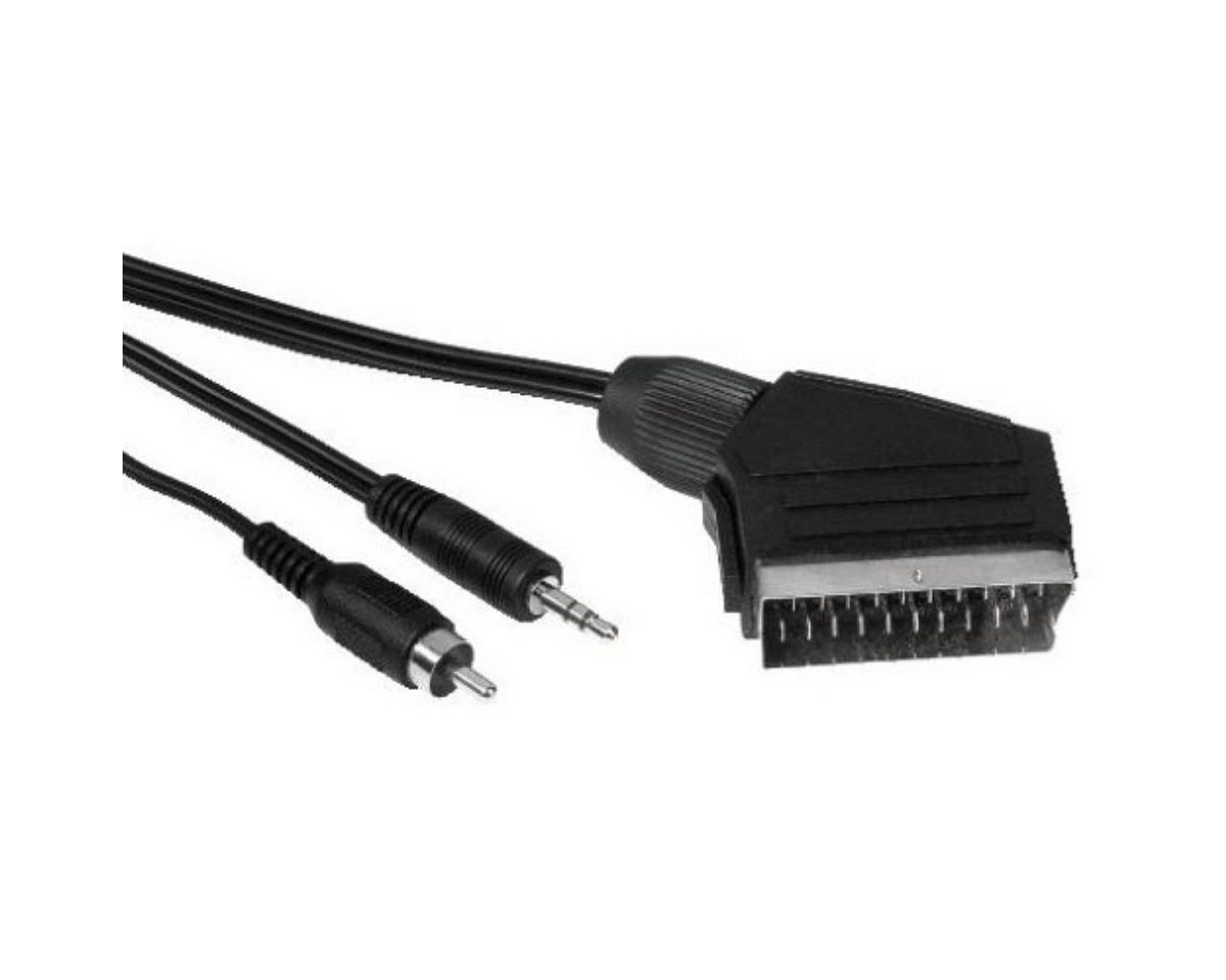 Hama Cinch-Stecker + 3,5mm Klinke auf Scart-Kabel Video-Adapter Scart,Composite,3,5mm Klinke, 1000 cm, 10m Adapter-Kabel Cinch Composite auf Scart-Stecker PC Laptop an TV von Hama