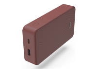 Hama Color 20 - Powerbank - 20000 mAh - 74 Wh - 3 A - Schnellladung - 2 Ausgangsanschlüsse (USB, 24 Pin USB-C) - am Kabel: USB-C - rot von Hama