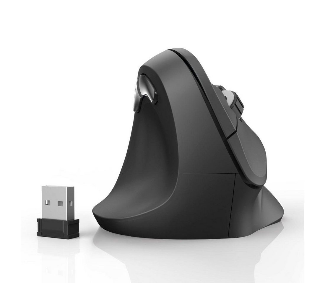 Hama Computermaus kabellos für Linkshänder, ergonomisch, vertikal, schwarz ergonomische Maus (Funk, Funkmaus, DPI Schalter, Browser Tasten, USB Empfänger) von Hama