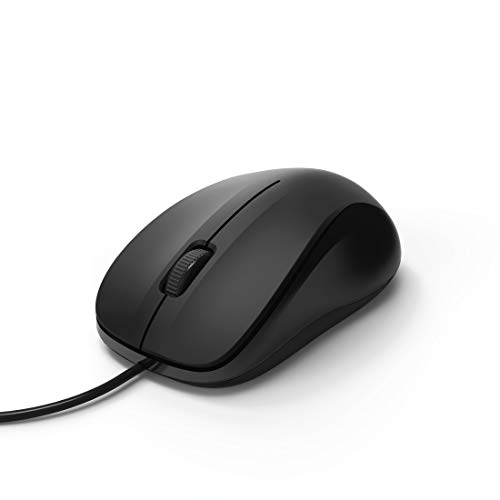 Hama Computermaus mit Kabel (Maus ohne Klickgeräusche für PC, Laptop und Notebook, geeignet für Rechts- und Linkshänder, gummierte Oberfläche für gute Griffigkeit, 1200 dpi,) schwarz von Hama