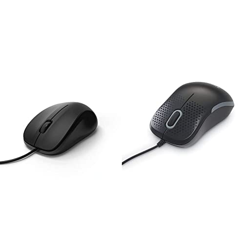 Hama Computermaus mit Kabel schwarz & Verbatim lautlose optische Maus, USB-A, geräuschlose optische USB-Maus mit 1000 DPI, für Laptop, Notebook, PC und MAC, schwarz von Hama