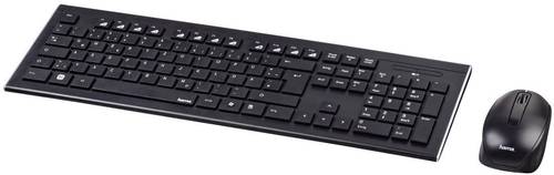 Hama Cortino Funk Tastatur, Maus-Set Multimediatasten Deutsch, QWERTZ Schwarz von Hama