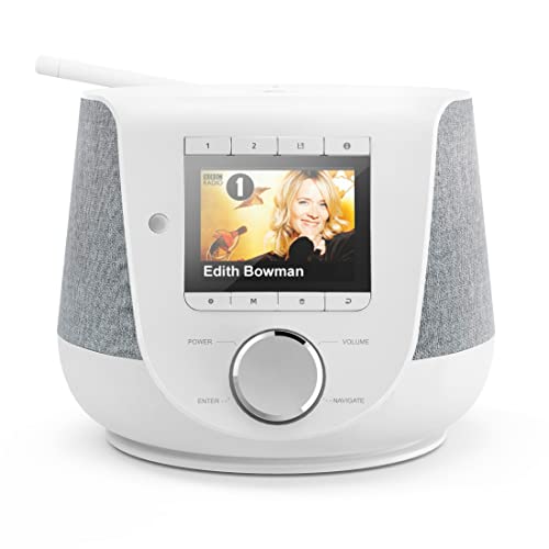 Hama DAB+ Digitalradio Internetradio (Smart Radio mit 2-Wege-Lautsprecher & Handy-Ladefunktion, WLAN/DAB/DAB+/FM, Bluetooth/Spotify Streaming, Stationstasten, Radio-Wecker, App) Internet-Radio weiß von Hama