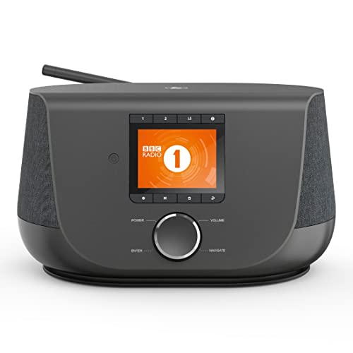 Hama DAB+ Digitalradio Internetradio (Smart Radio mit 2-Wege-Lautsprecher & Handy-Ladefunktion WLAN/DAB/DAB+/FM Bluetooth/Spotify Streaming Stationstasten Radio-Wecker App) Internet-Radio schwarz von Hama