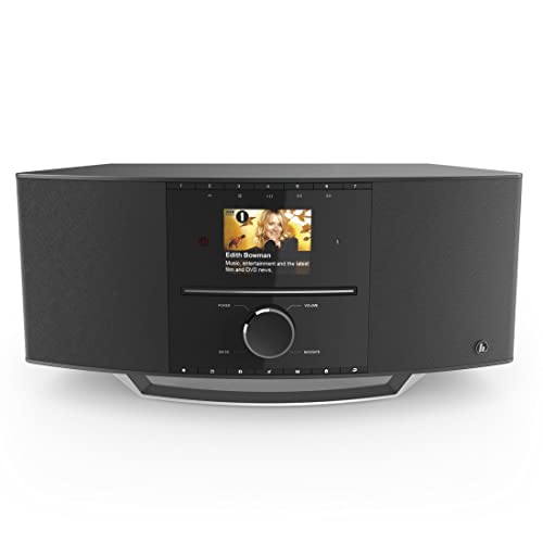 Hama DAB Radio Internetradio mit CD Player & DAB+ DIR3510SCBTX (Digitalradio WLAN, Spotify, Amazon Music, Bluetooth, Küchenradio mit UKW, CD, USB, AUX, 40W, Farbdisplay, Wecker, Fernbedienung) schwarz von Hama