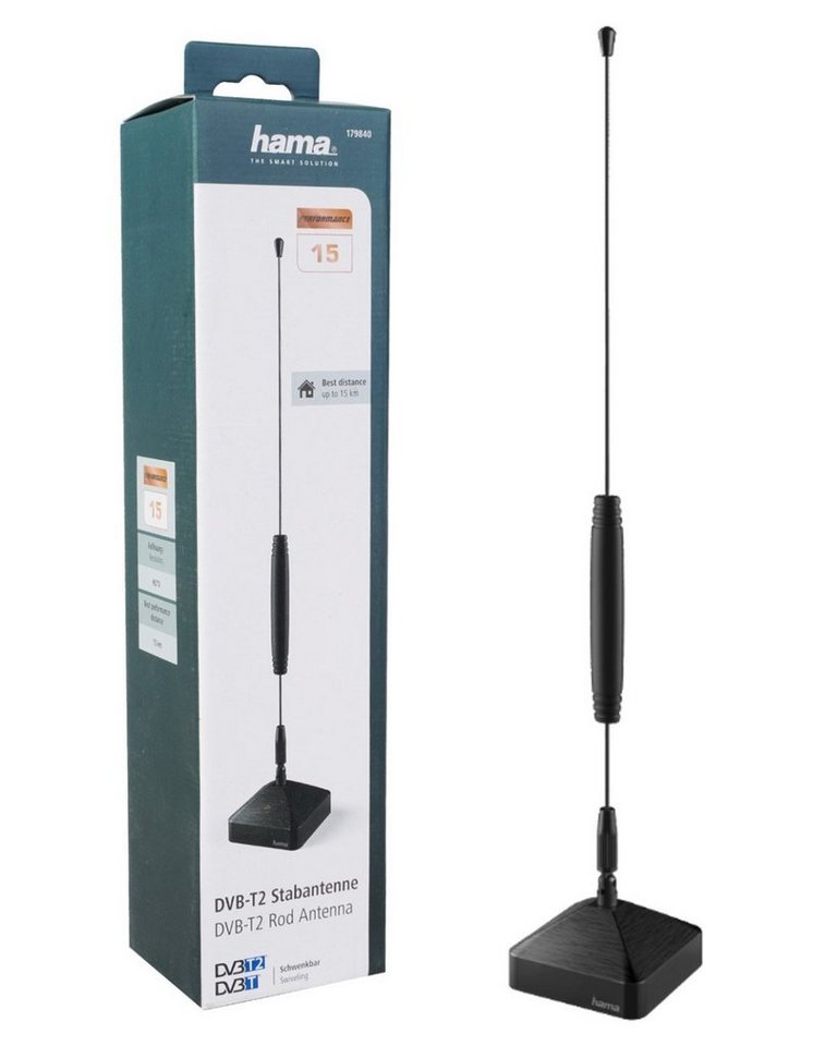 Hama DVB-T2 Stab-Antenne 4K FULL HD TV Schwarz Innenantenne, Zimmer-Antenne 4K Ultra-HD Passiv am TV Receiver Radio oder Notebook Hama DVB-T2 Stab-Antenne 4K FULL HD TV Schwarz Innenantenne, Zimmer-Antenne 4K Ultra-HD Passiv am TV Receiver Radio oder Notebook von Hama