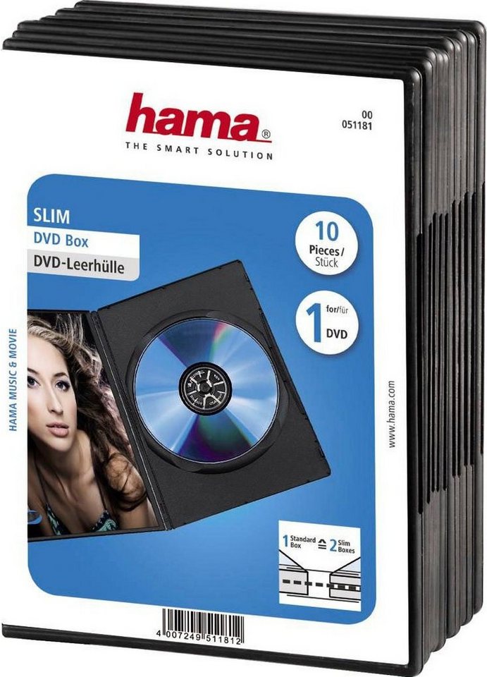 Hama DVD-Hülle DVD-Leerhülle Slim, 10er-Pack, Schwarz, Schutzhülle, Schutzcase von Hama
