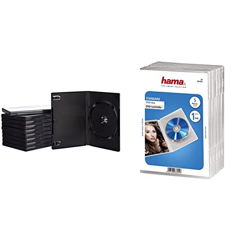 Hama DVD-Hüllen (auch passend für CDs und Blu-Rays) 10er-Pack, schwarz & DVD-Hüllen (auch passend für CDs und Blu-Rays) 5er-Pack, transparent von Hama