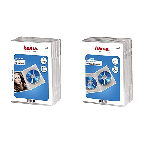 Hama DVD-Hüllen (auch passend für CDs und Blu-Rays) 5er-Pack, transparent & DVD-Doppelhülle (auch passend für CDs und Blu-Rays) 5er-Pack, transparent von Hama