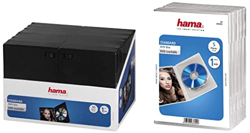 Hama DVD-Hüllen (auch passend für CDs und Blu-Rays, mit Folie zum Einstecken des Covers) 30er-Pack, schwarz & DVD-Hüllen (auch passend für CDs und Blu-Rays) 5er-Pack, transparent von Hama
