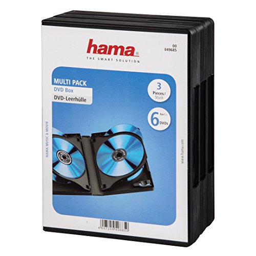 Hama DVD-Hüllen für 6 DVDs (Auch passend für CDs und Blu-rays, Mit Folie zum Einstecken des Covers) 3er-Pack, schwarz von Hama