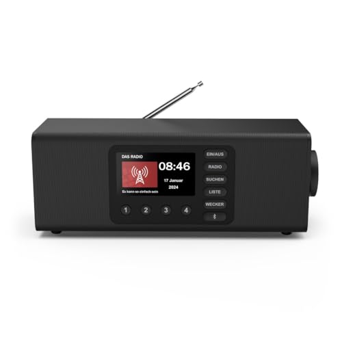 Hama Digitalradio mit Wecker (DAB Radio mit großem Display, Küchenradio, DAB+, Seniorenradio mit einfacher Bedienung, Bluetooth, FM, Radiowecker, Stereo-Radio, kleines Radio mit gutem Empfang) schwarz von Hama