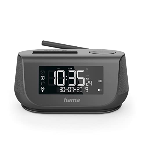 Hama Digitalradio mit Wecker (Radio DAB, DAB+, Bluetooth, USB-Ladefunktion, UKW, digitales Uhrenradio, 2 Weckzeiten, Wochenendfunktion, Sleeptimer, automat. Helligkeitsregulierung) Radiowecker Schwarz von Hama