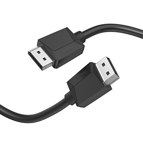 Hama Displayport Kabel 1,5m lang DP Kabel 1.2 (Display Port Cable Ultra HD 4k @ 120 Hz, Monitorkabel mit Kunststoffmantel, Displayport-Kabel zu Verbindung von PC/Notebook mit Monitor, TV oder Beamer) von Hama