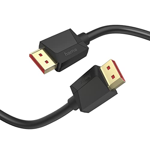 Hama Displayport Kabel 2m lang DP Kabel 1.4 (Display Port Cable mit Ultra HD 8k @ 60 Hz, Monitorkabel mit Kunststoffmantel, Displayport-Kabel zu Verbindung von PC/Notebook mit Monitor, TV oder Beamer) von Hama