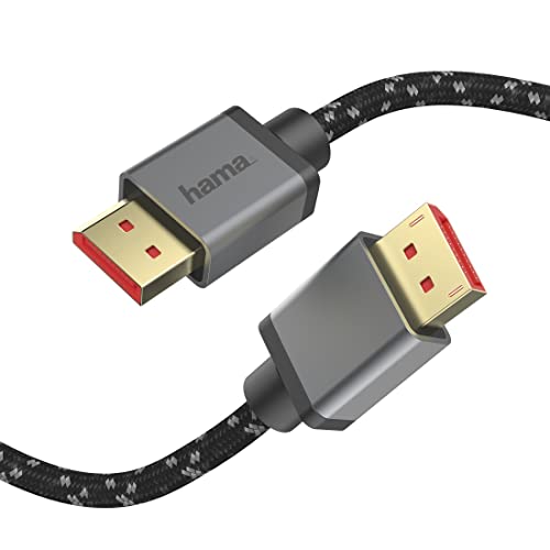 Hama Displayport Kabel 2m lang DP Kabel 1.4 (Display Port Cable mit Ultra HD 8k @ 60 Hz, Monitorkabel mit robustem Mantel, Displayport-Kabel zu Verbindung von PC/Notebook mit Monitor, TV oder Beamer) von Hama