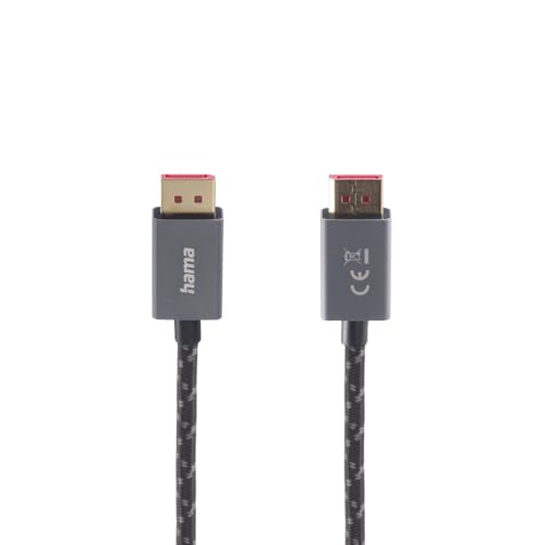 Hama Displayport Kabel 2m lang DP Kabel 1.4 (Display Port Cable mit Ultra HD 8k @ 60 Hz, Monitorkabel mit robustem Mantel, Displayport-Kabel zu Verbindung von PC/Notebook mit Monitor, TV oder Beamer) von Hama