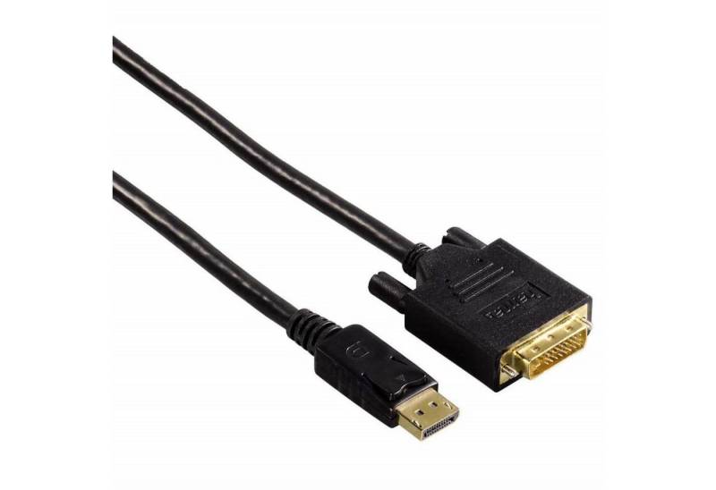 Hama Displayport auf DVI Kabel 1,8m vergoldet Schwarz Video-Adapter Displayport, DVI-D, 180 cm, DP 1.2 Displayport-Stecker zu DVI-D 24+1 Dual-Link Stecker von Hama