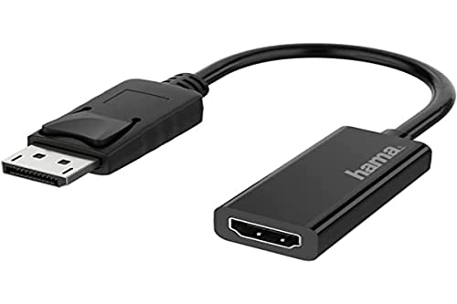 Hama Displayport auf HDMI Adapter (Monitoradapter 4K Ultra HD, Adapterkabel Displayport Stecker – HDMI Kupplung, Video Adapter für PC, Notebook zum Anschluss an Monitor, TV, Beamer) von Hama