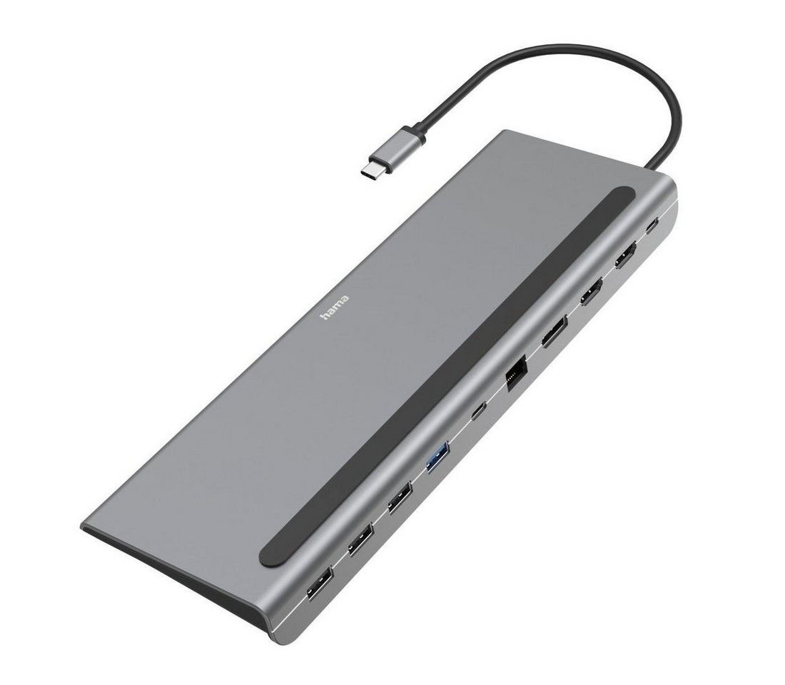 Hama Dockingstation USB C mit 10 Ports für Laptop und PC USB-Adapter USB Typ C zu DisplayPort, HDMI, RJ-45 (Ethernet), USB 2.0, USB 3.1 Gen 1, USB-C, 25 cm von Hama