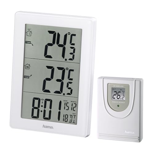 Hama EWS-3000 Weiß Batterie/Akku - Digitale Wetterstationen (Weiß, Innen-Thermometer, Außen-Thermometer, Batterie/Akku) von Hama