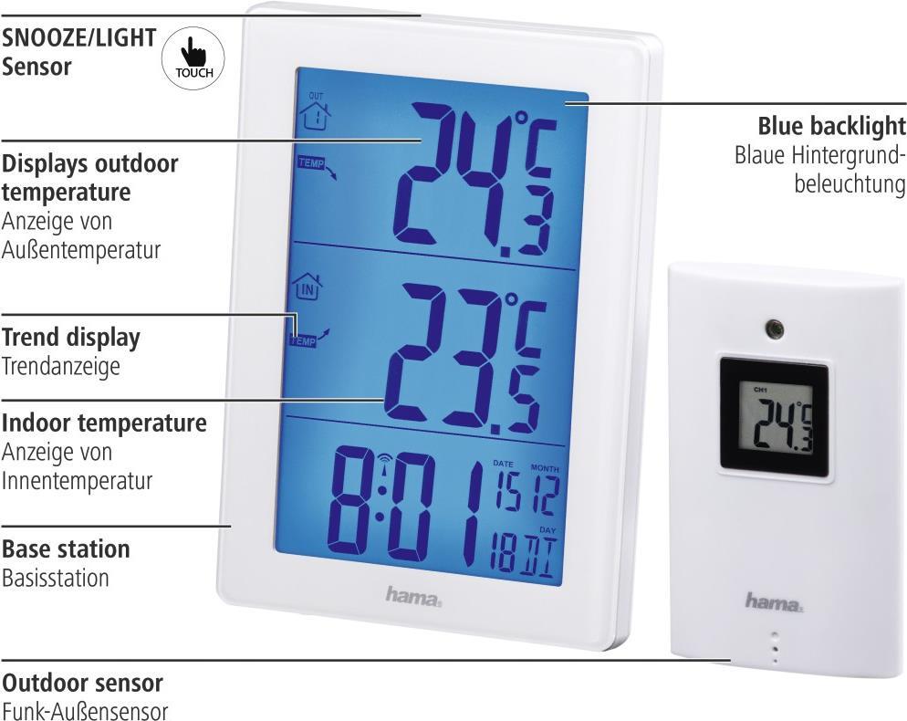 Hama EWS-3000 - Weiß - Innen-Thermometer - Außen-Thermometer - Batterie/Akku (00186308) von Hama