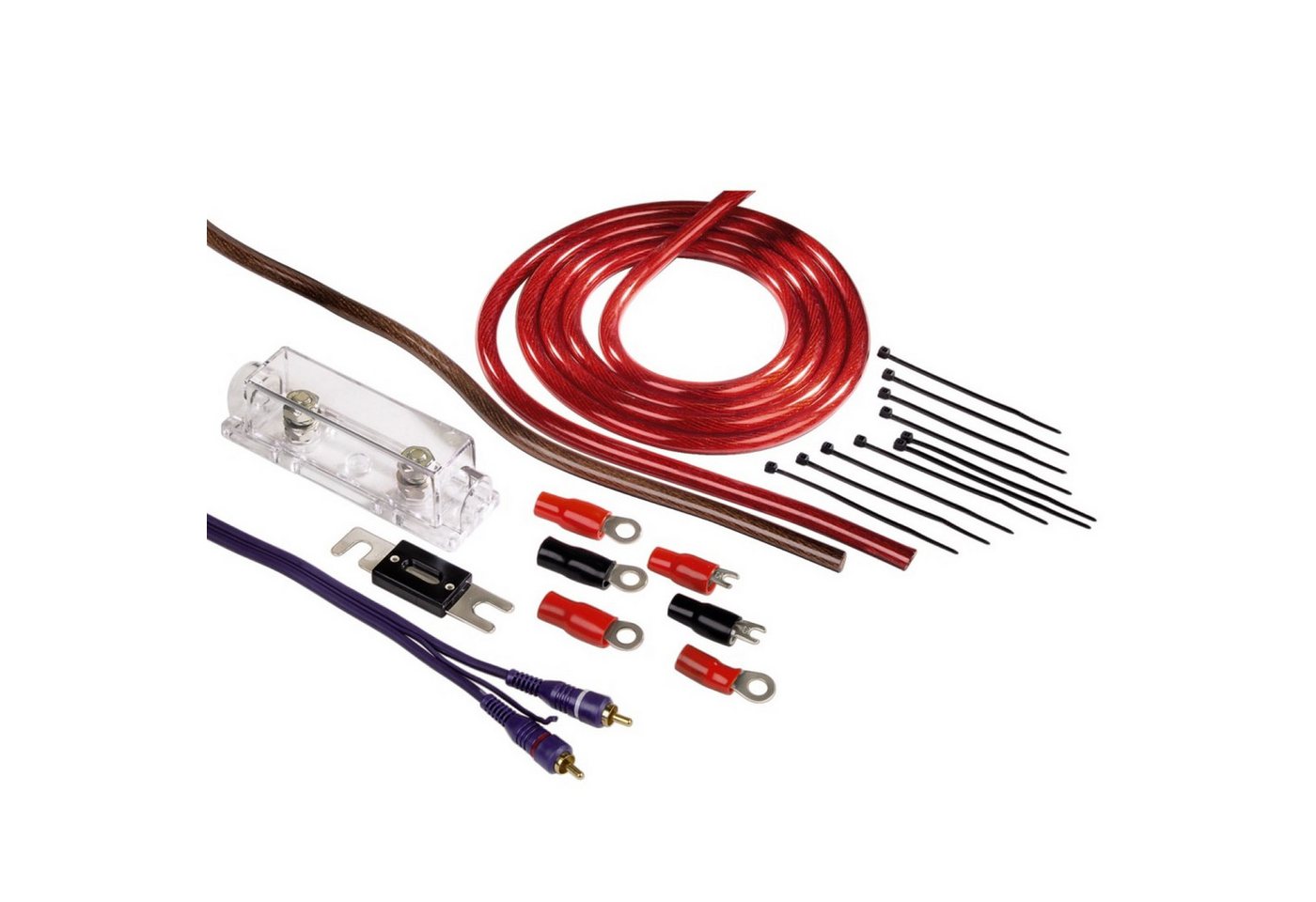 Hama Endstufen Anschluss-Set 25mm² Kabel-Satz Audio- & Video-Kabel, Cinch-Stecker,Rohkabel, Cinch-Stecker, Komplett KFZ Kabel-Kit Car-HiFi Verstärker 5m Cinch-Kabel Remote von Hama